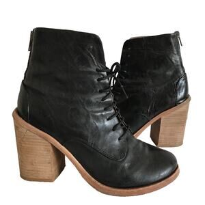 J. Litvack NiCKS Buffalo Leather Ankle Boots Bootie Zipper Brown 38.5 7 7.5